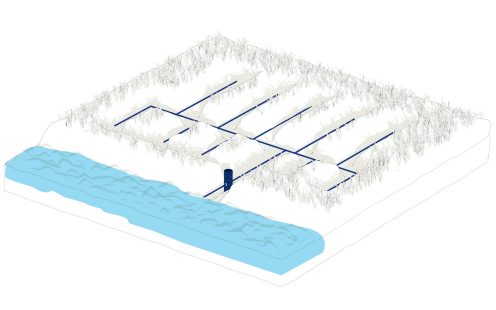 Lauksaimniecības un meliorācijas drenāžas sistēmas ilustrācija