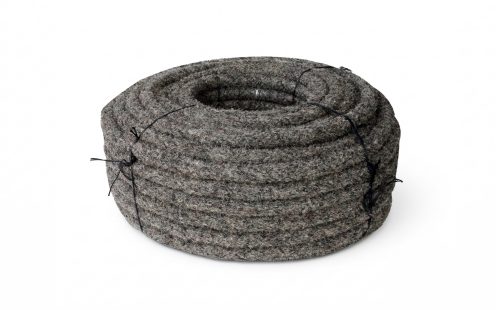 Drenāžas caurule ar uzmavu un PP šķiedras filtru, perforācija 360 grādi