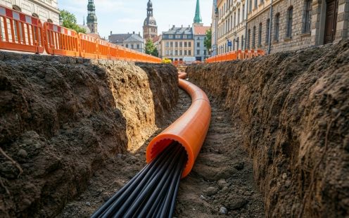 PE pipe cable split red 6m